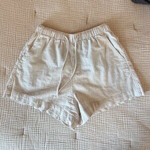 Abercrombie High-Waist Tie Linen-Blend Short | Beige | Size XS